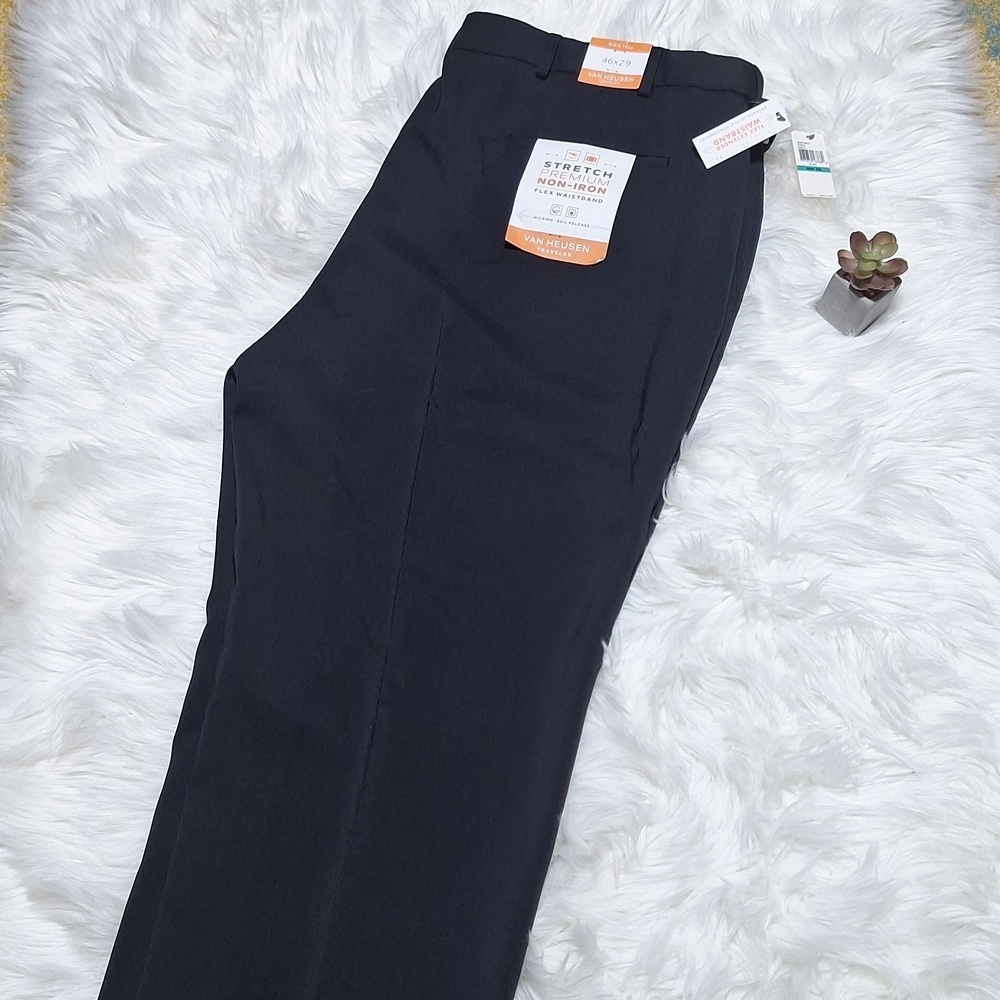 NWT Van Heusen traveler black dress pants 46×29